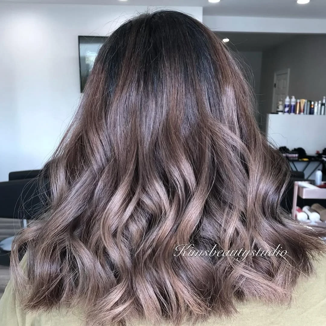 19 cool-toned summer mushroom brown hair color 2026 Dusty Mushroom Brown Lob With Soft Ash Dimension