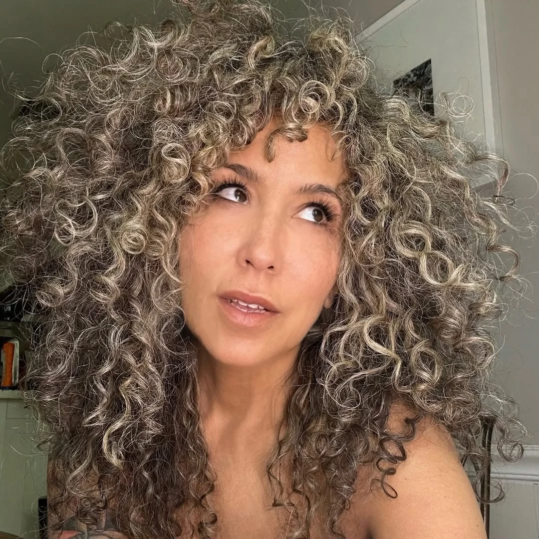 19 cool-toned summer mushroom brown hair color 2026 Curly Mushroom Brown With Ashy Grey Blending