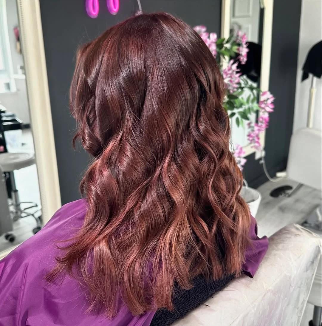 deep summer auburn hair color 2026 Mulled Wine Auburn With Soft Plum Reflections