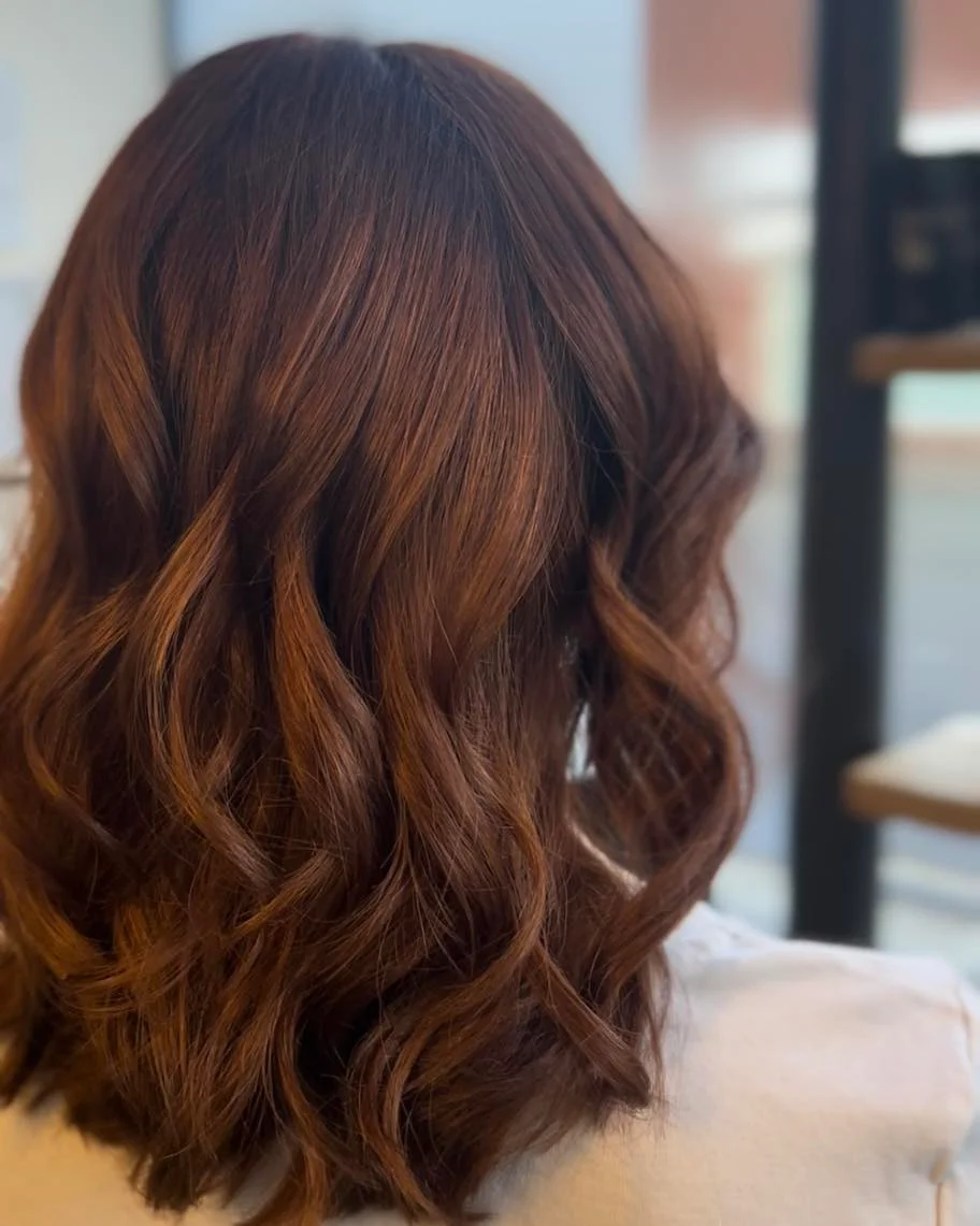 deep summer auburn hair color 2026 Classic Auburn Bob With Soft Copper Warmth
