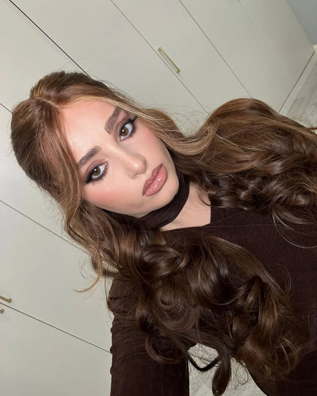 deep summer auburn hair color 2026 Mocha Auburn Glam Waves With Face Framing Highlights