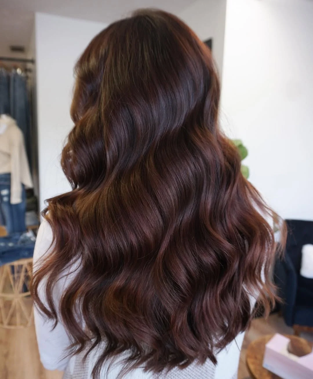 deep summer auburn hair color 2026 Soft Cocoa Auburn Waves With Dimensional Shine