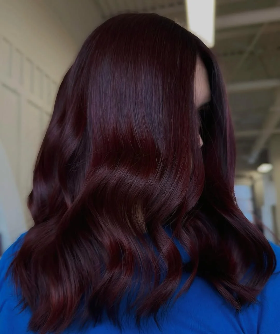 deep summer velvet burgundy hair color 2026 Dark Wine Velvet Lob With Glossy Midnight Depth