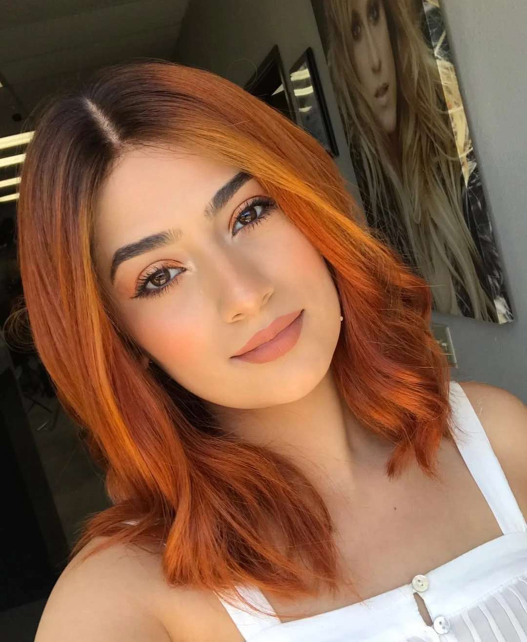 22 fiery summer copper balayage hair ideas 2026 Soft Tangerine Copper Waves With Dimensional Roots