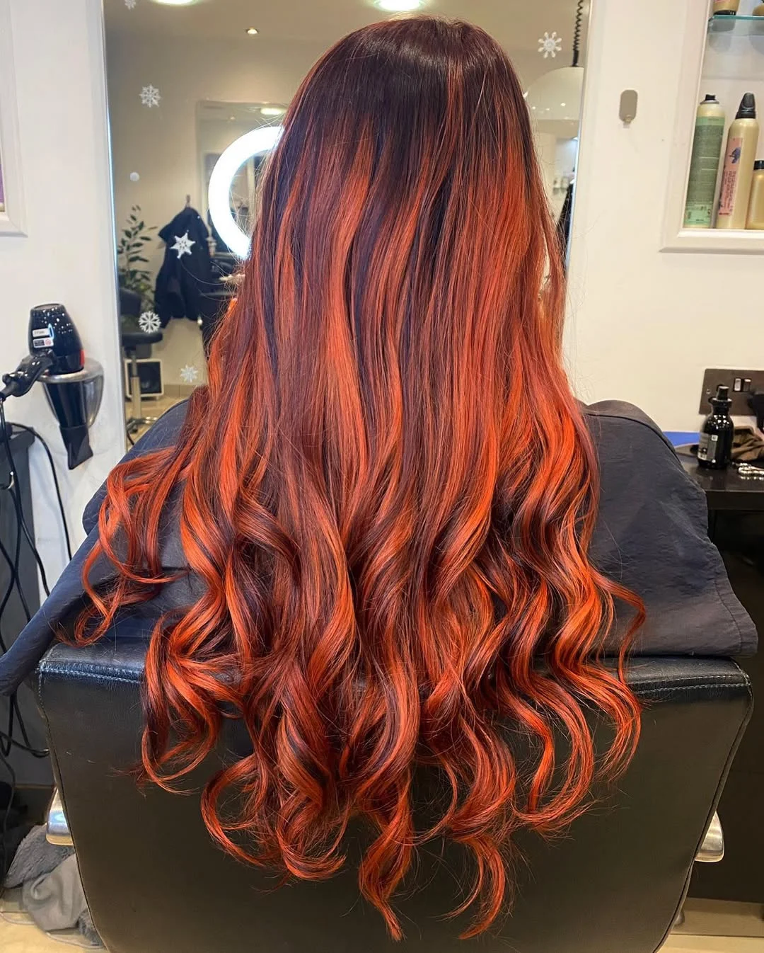 22 fiery summer copper balayage hair ideas 2026 Dimensional Auburn Copper Waves With Espresso Depth
