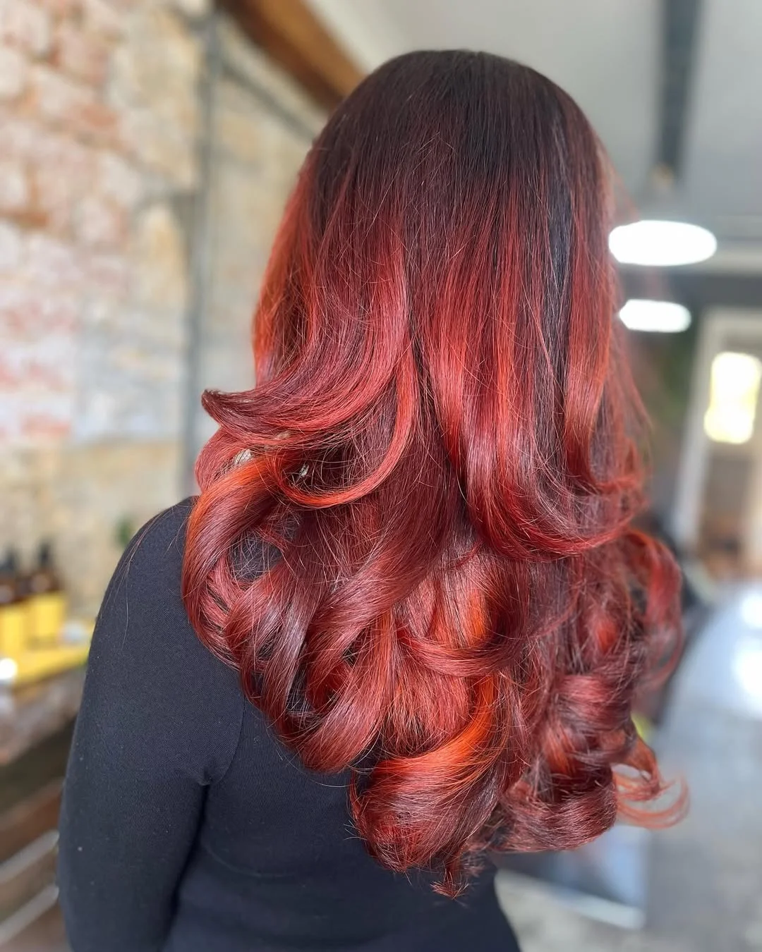 22 fiery summer copper balayage hair ideas 2026 Deep Merlot Copper Balayage With Glossy Volume
