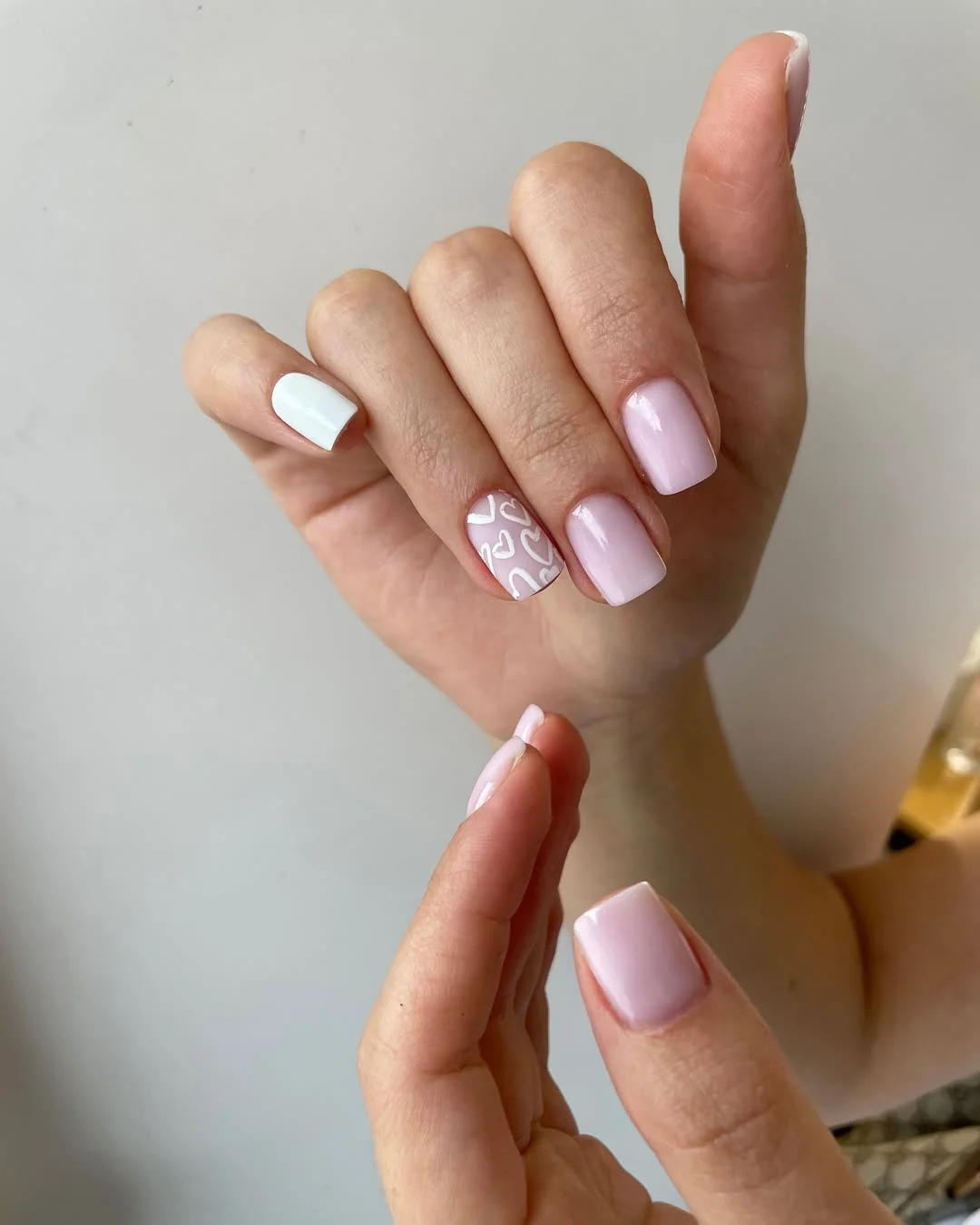 25 light summer nails 2026 Soft Blush Heart Nails With Minimal Romantic Details