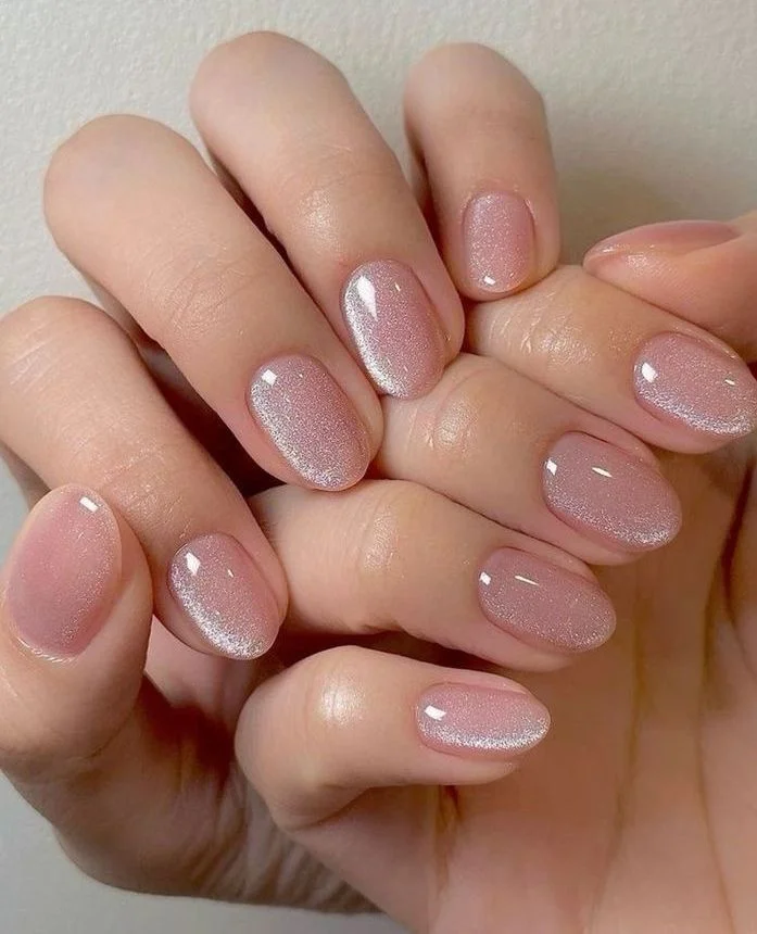 25 light summer nails 2026 Soft Pearl Pink Nails With a Velvet Glow