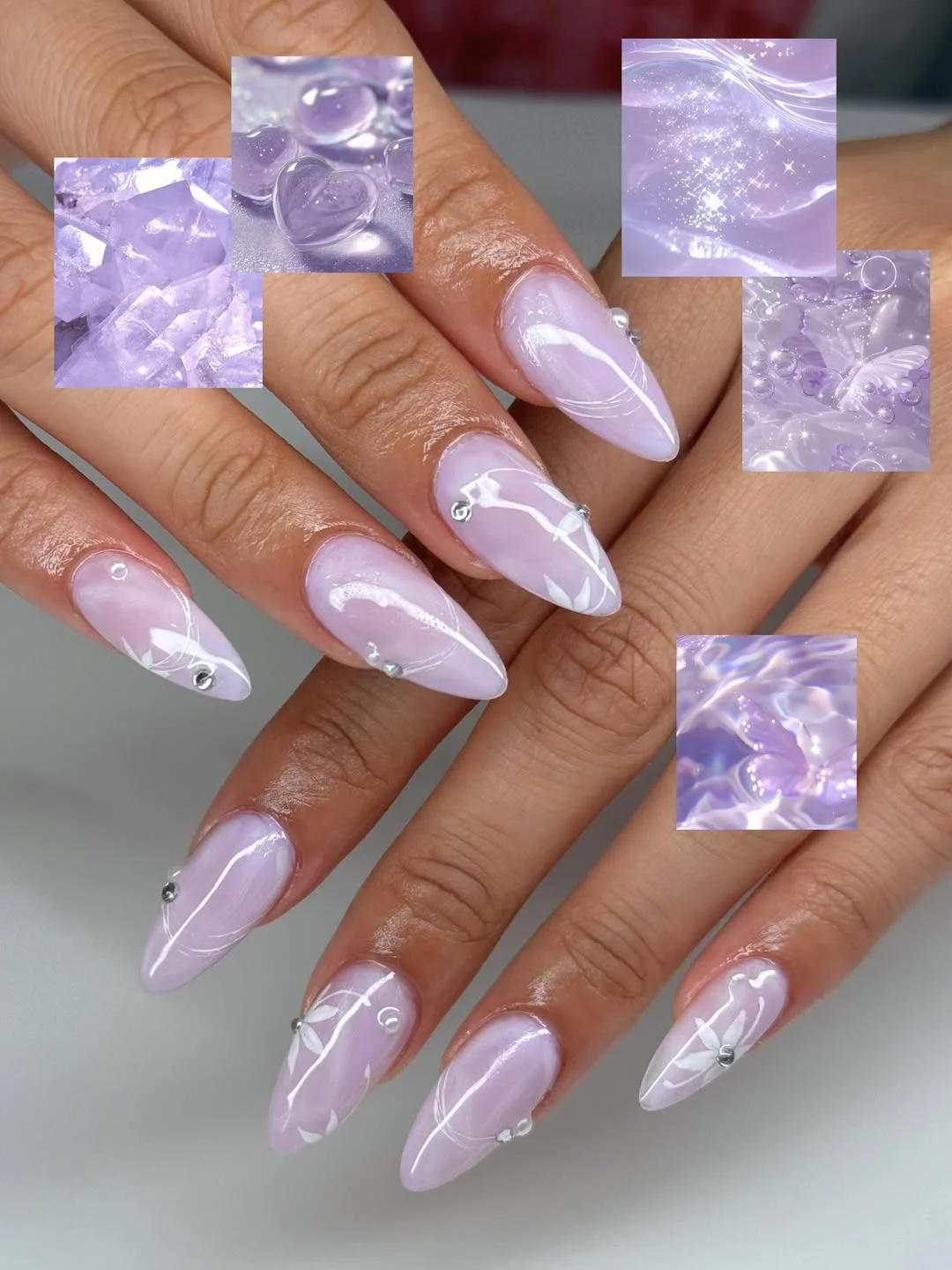 25 light summer nails 2026 Dreamy Lavender Aura Nails With Celestial Details