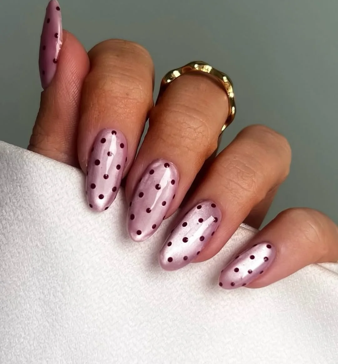 25 light summer nails 2026 Glossy Polka Dot Nails With Retro Summer Energy