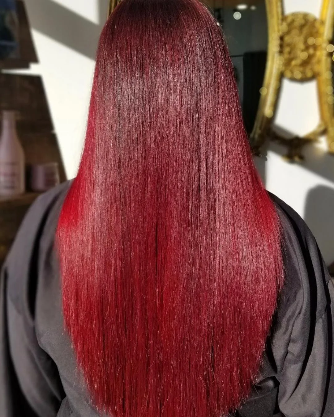 mirror shine summer glossy hair color ideas 2026 Cherry Cola Gloss Hair With Deep Red Dimension