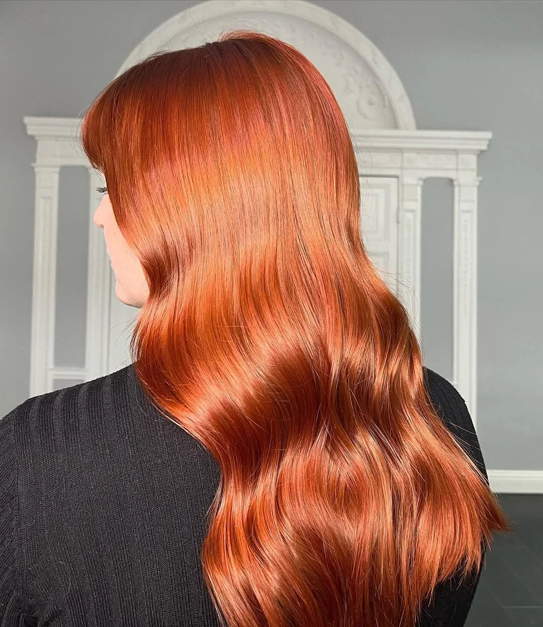mirror shine summer glossy hair color ideas 2026 Burnished Copper Silk Waves For Endless Summer Evenings