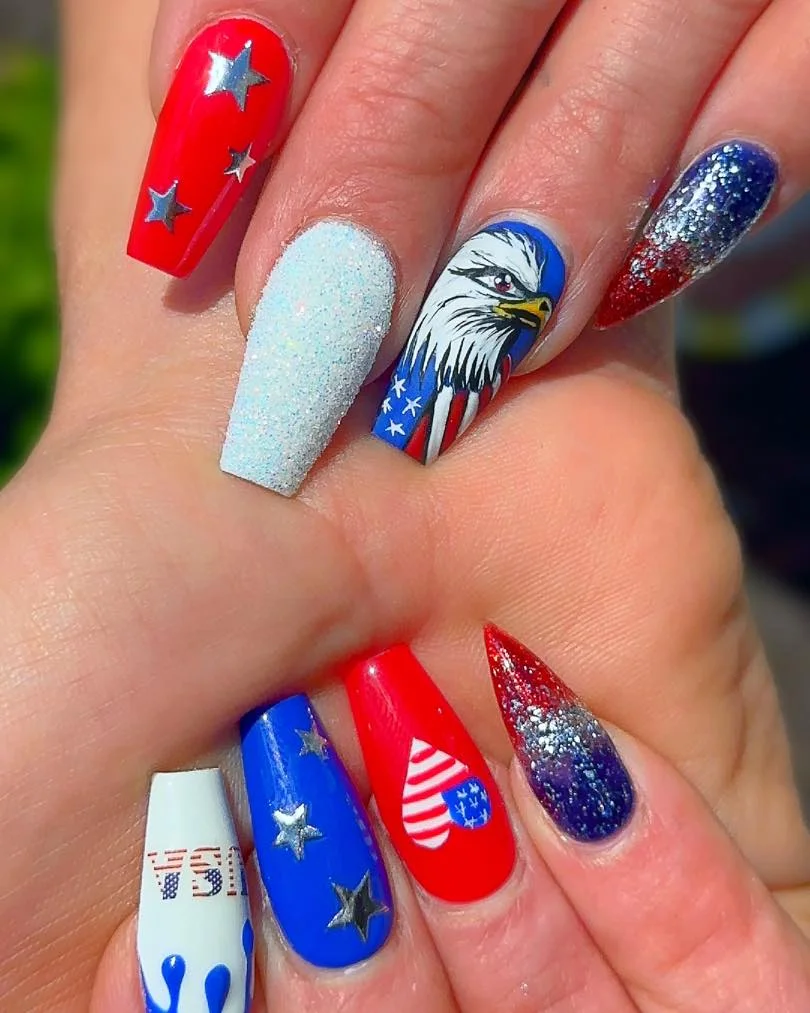 patriotic nails 2026 Statement Eagle Nails With Bold Americana Glam
