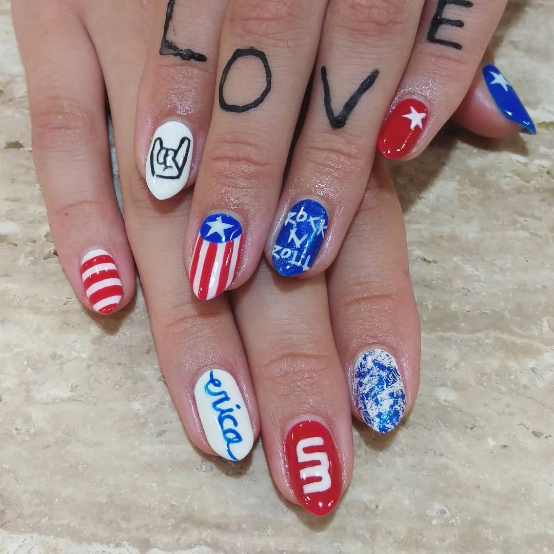 patriotic nails 2026 Edgy Americana Nails With Rock Concert Energy