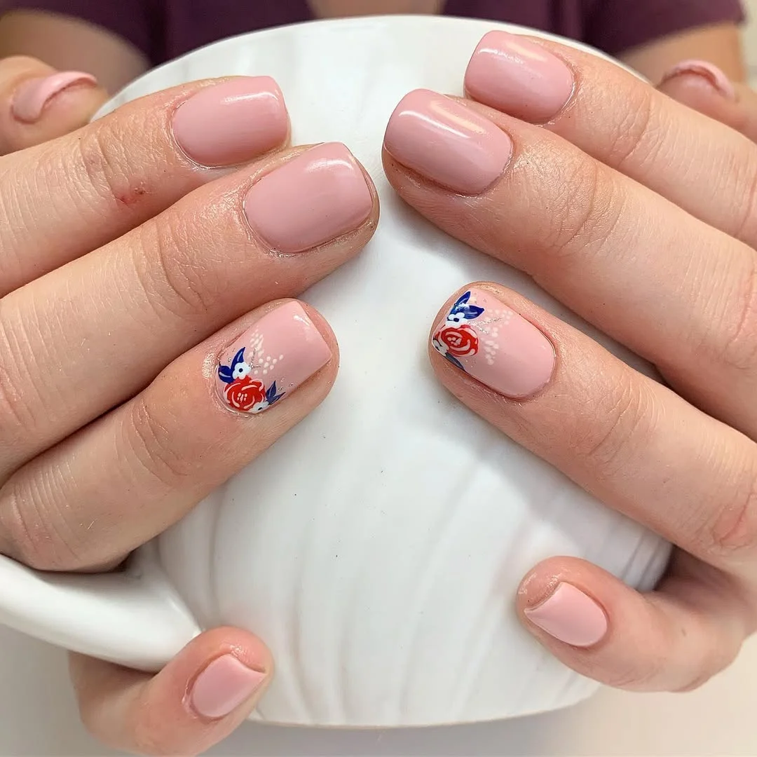 patriotic nails 2026 Soft Pink Floral Nails That Feel Quietly Patriotic