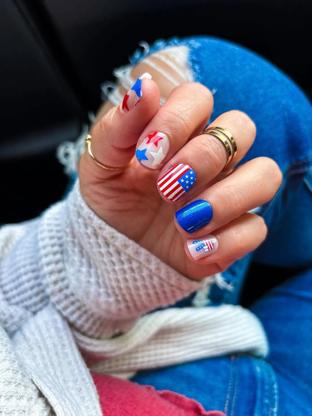 patriotic nails 2026 Minimal Flag Inspired Nails With Everyday Summer Style