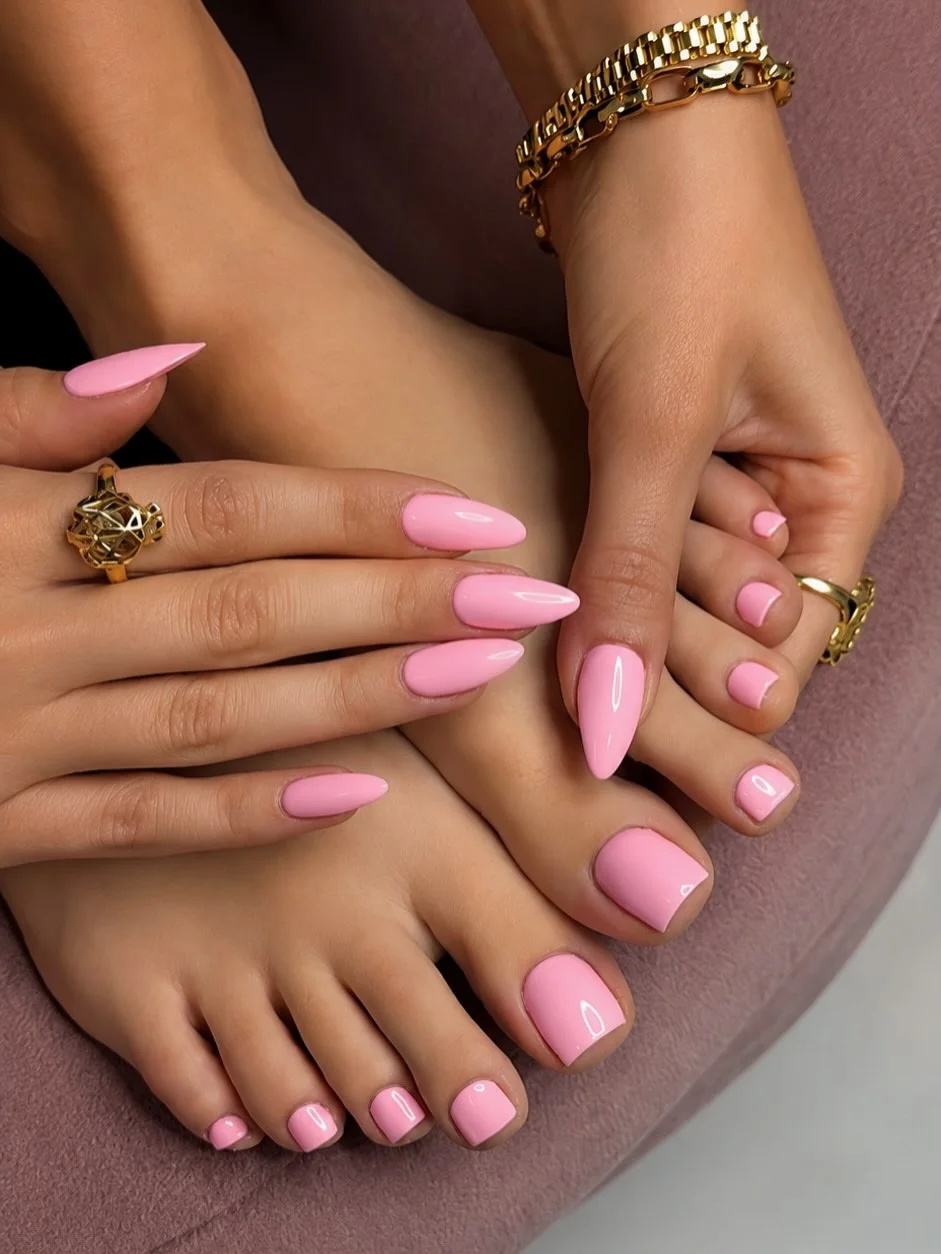 23 pedicure ideas summer trends 2026 Glossy Baby Pink Pedicure for the Soft-Girl Summer Mood