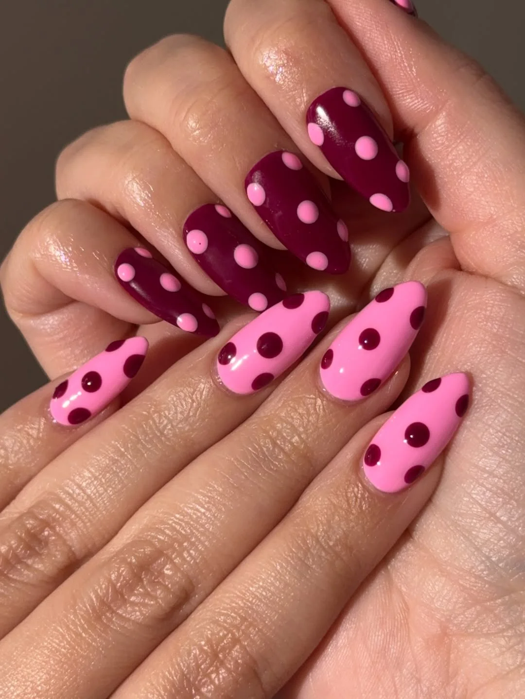 23 polka dot summer nails 2026 Berry Pink Polka Dots With a Playful Twist