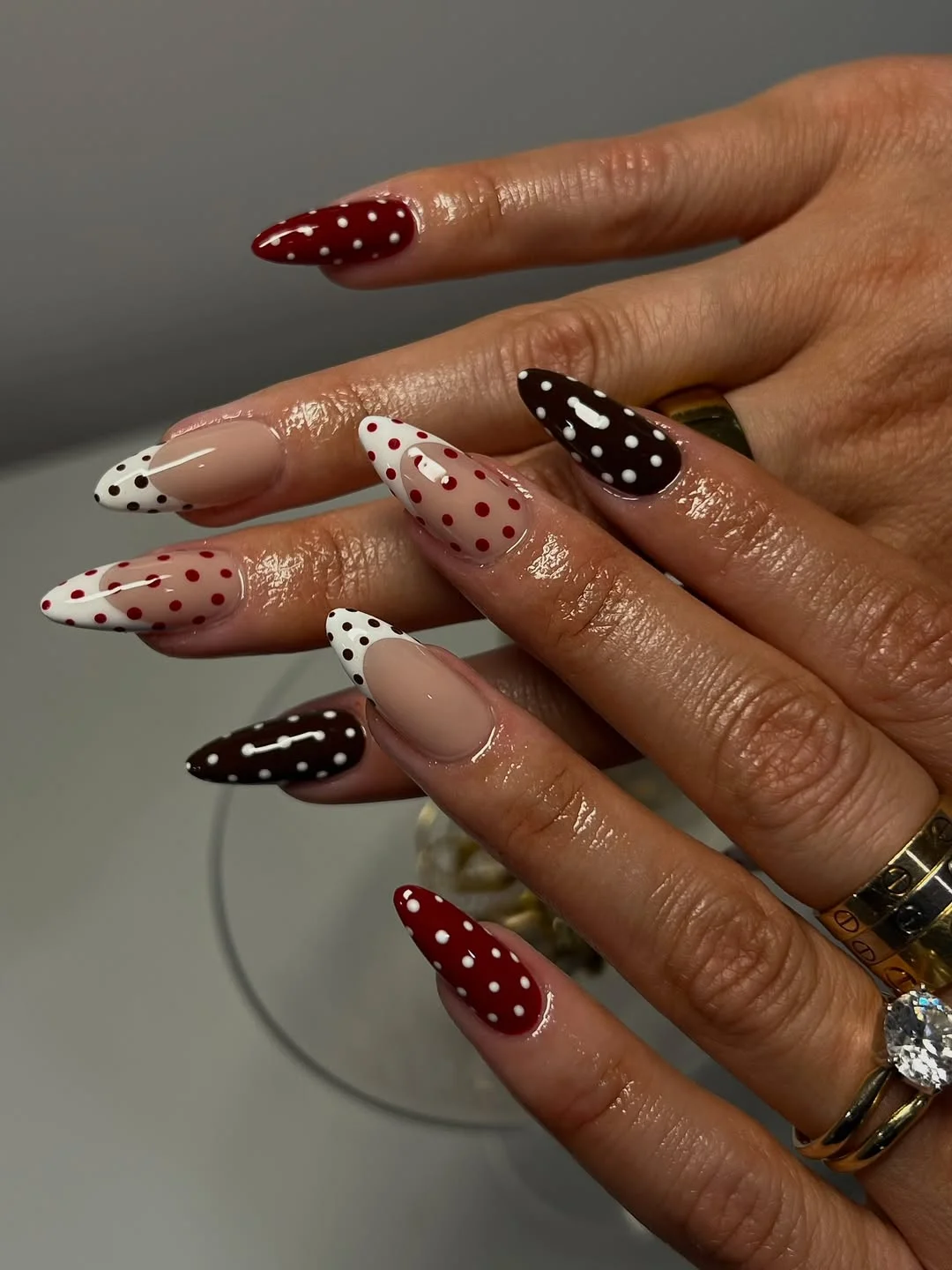 23 polka dot summer nails 2026 Retro Cherry and Chocolate Dotted Nails
