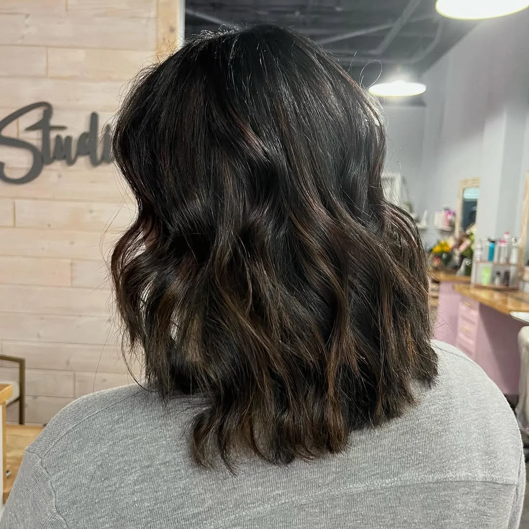 25 rich summer brunette hair color 2026 Dark Roast Brunette Bob With Subtle Melted Highlights