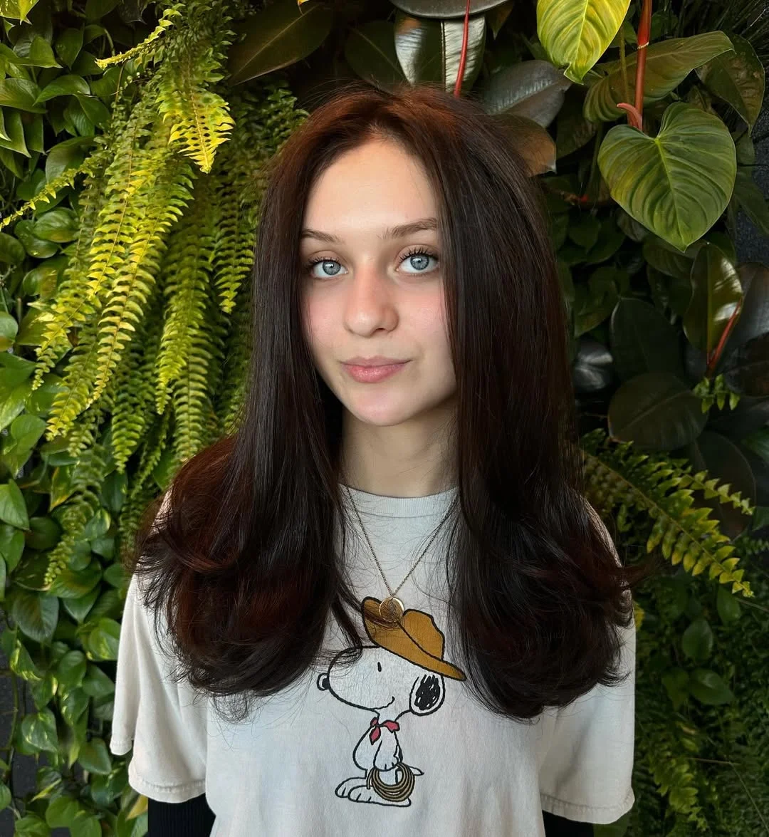 25 rich summer brunette hair color 2026 Velvety Brunette Blowout With Rounded Ends