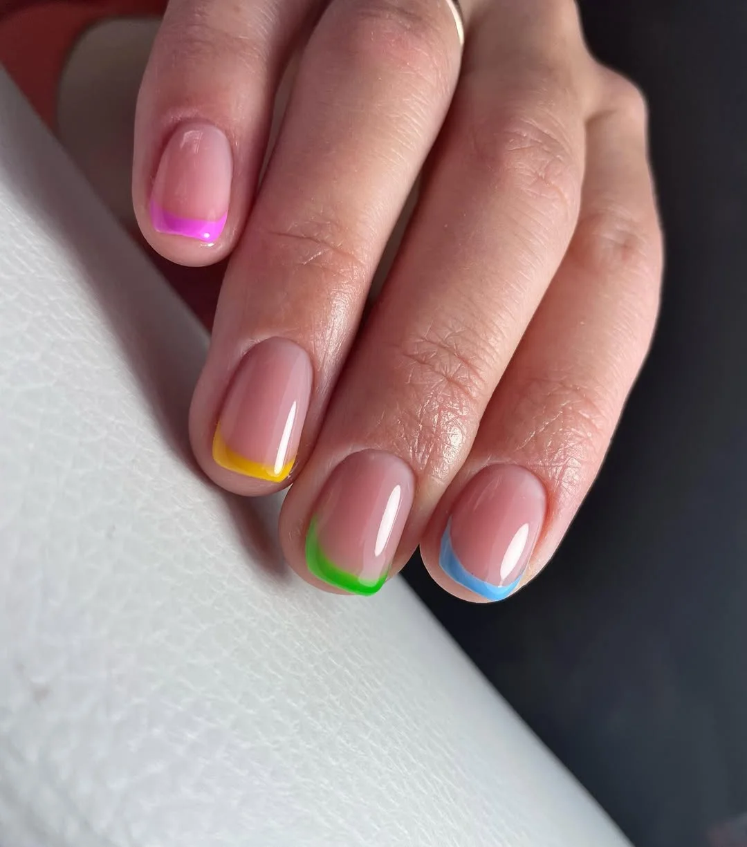 23 short squoval nails design 2026 Colorful French Tips That Brighten Every Season
