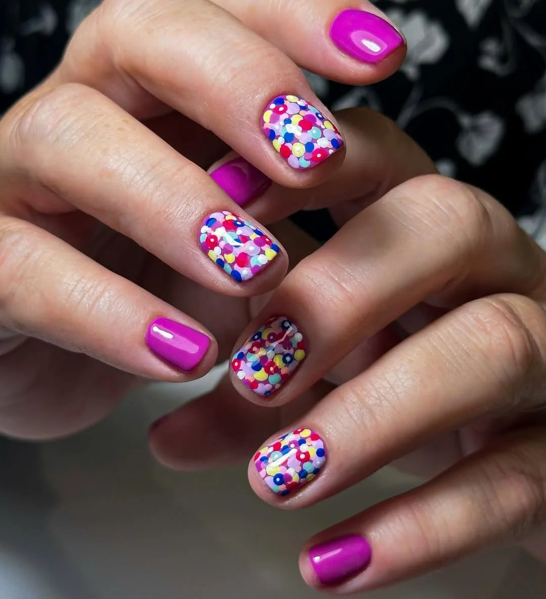21 short summer nails 2026 Confetti Dot Nails That Feel Like A Summer Festival
