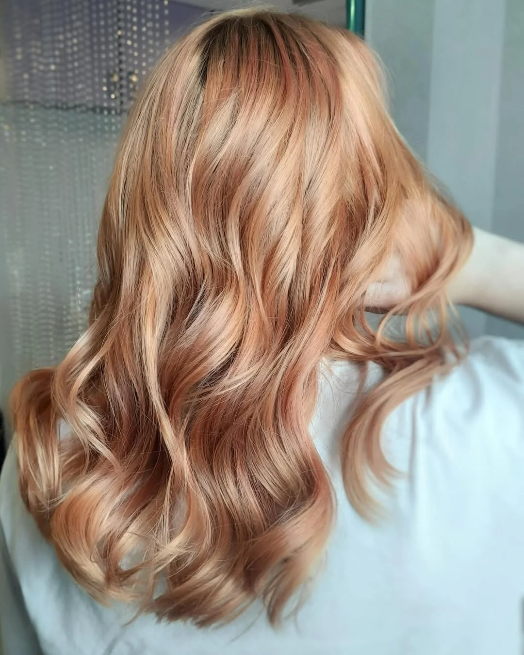 soft summer apricot blonde hair color 2026 Soft Melted Apricot Waves with Golden Depth