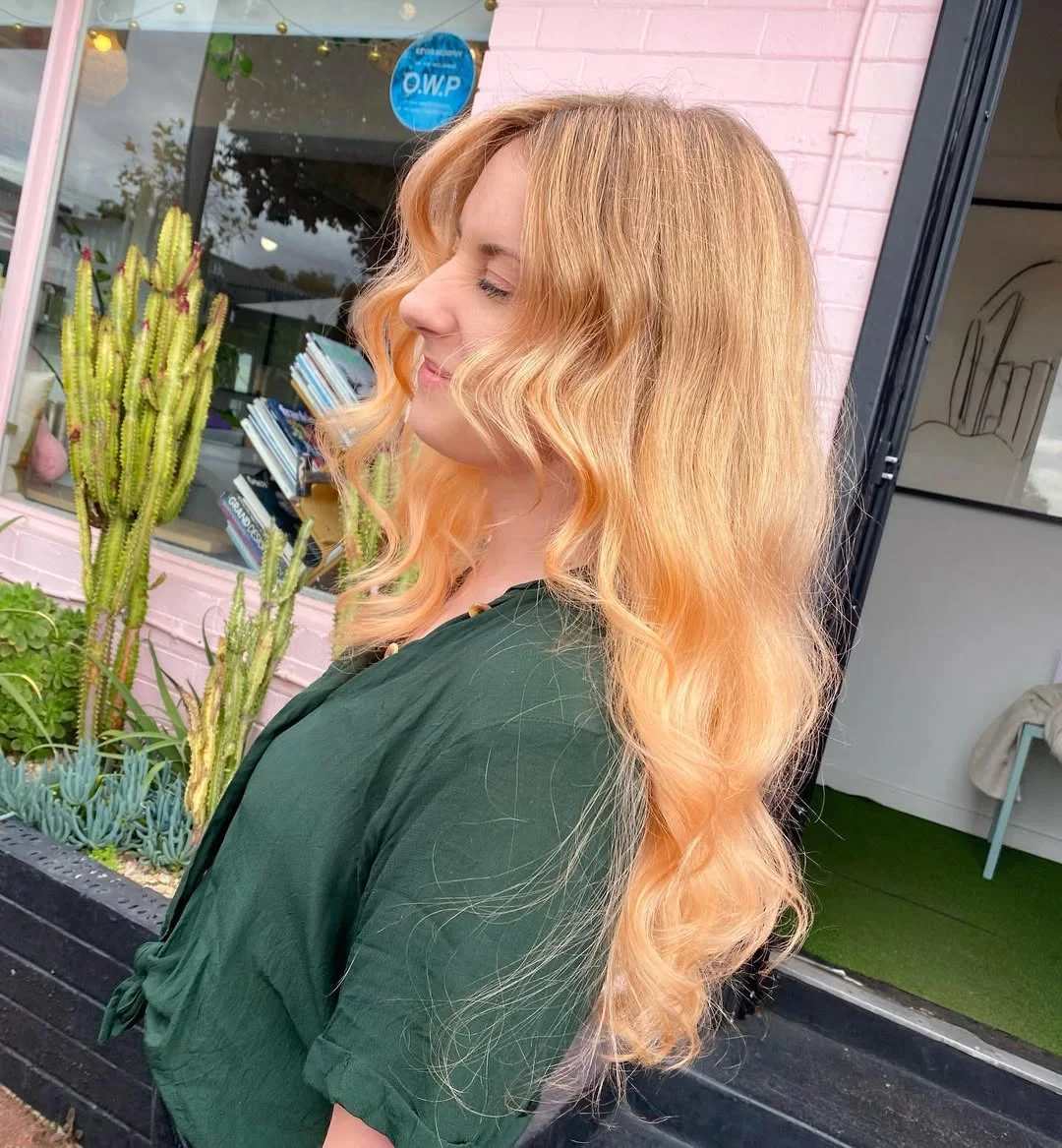 soft summer apricot blonde hair color 2026 Sunlit Apricot Blonde with Soft Golden Movement
