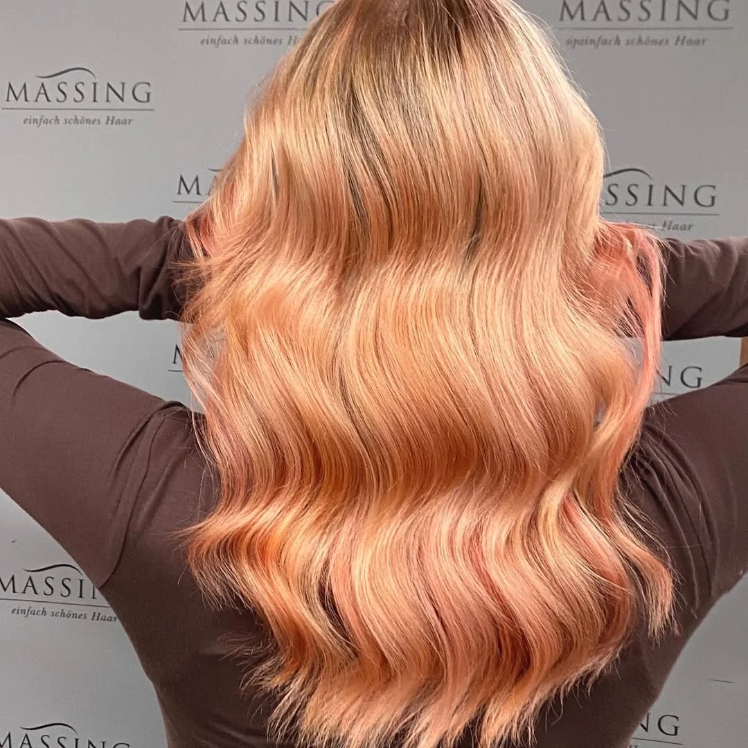 soft summer apricot blonde hair color 2026 Dimensional Apricot Blonde Balayage with Brown Depth