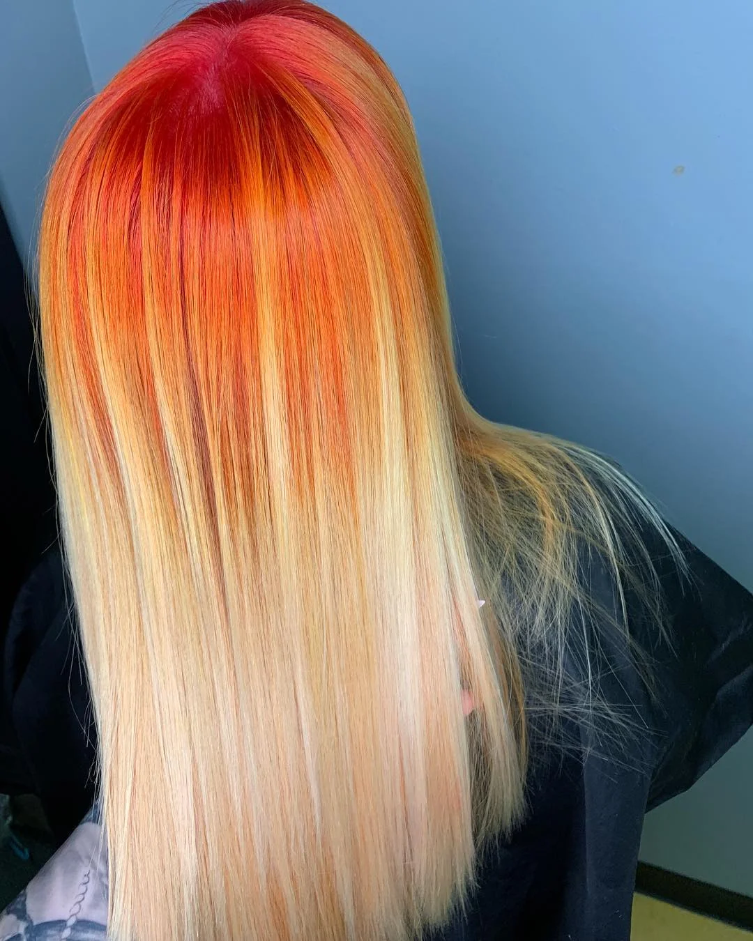 soft summer apricot blonde hair color 2026 Bold Apricot Flame Melt with Platinum Ends