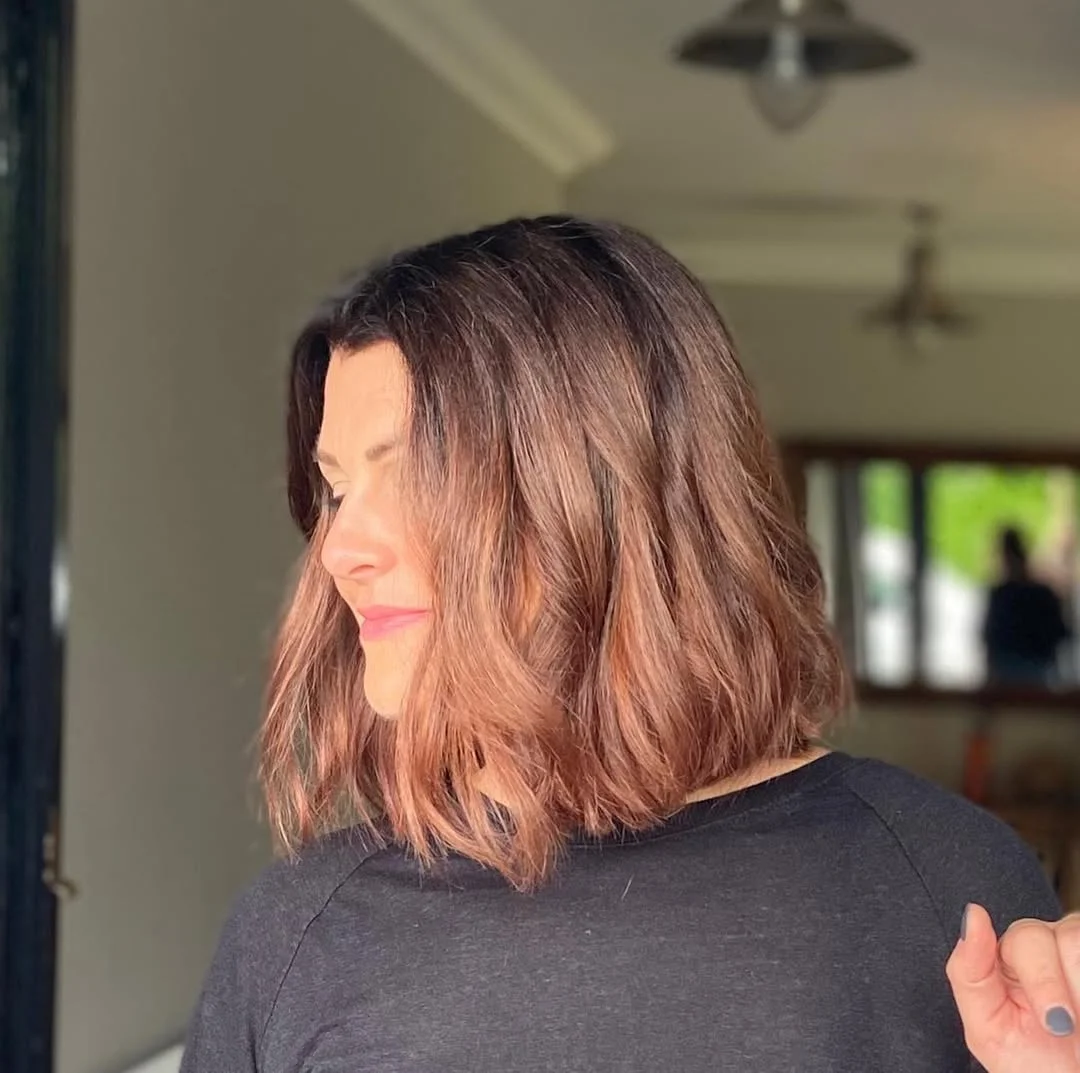 soft summer rose brunette hair color 2026 Soft Rose Balayage Bob With Natural Depth