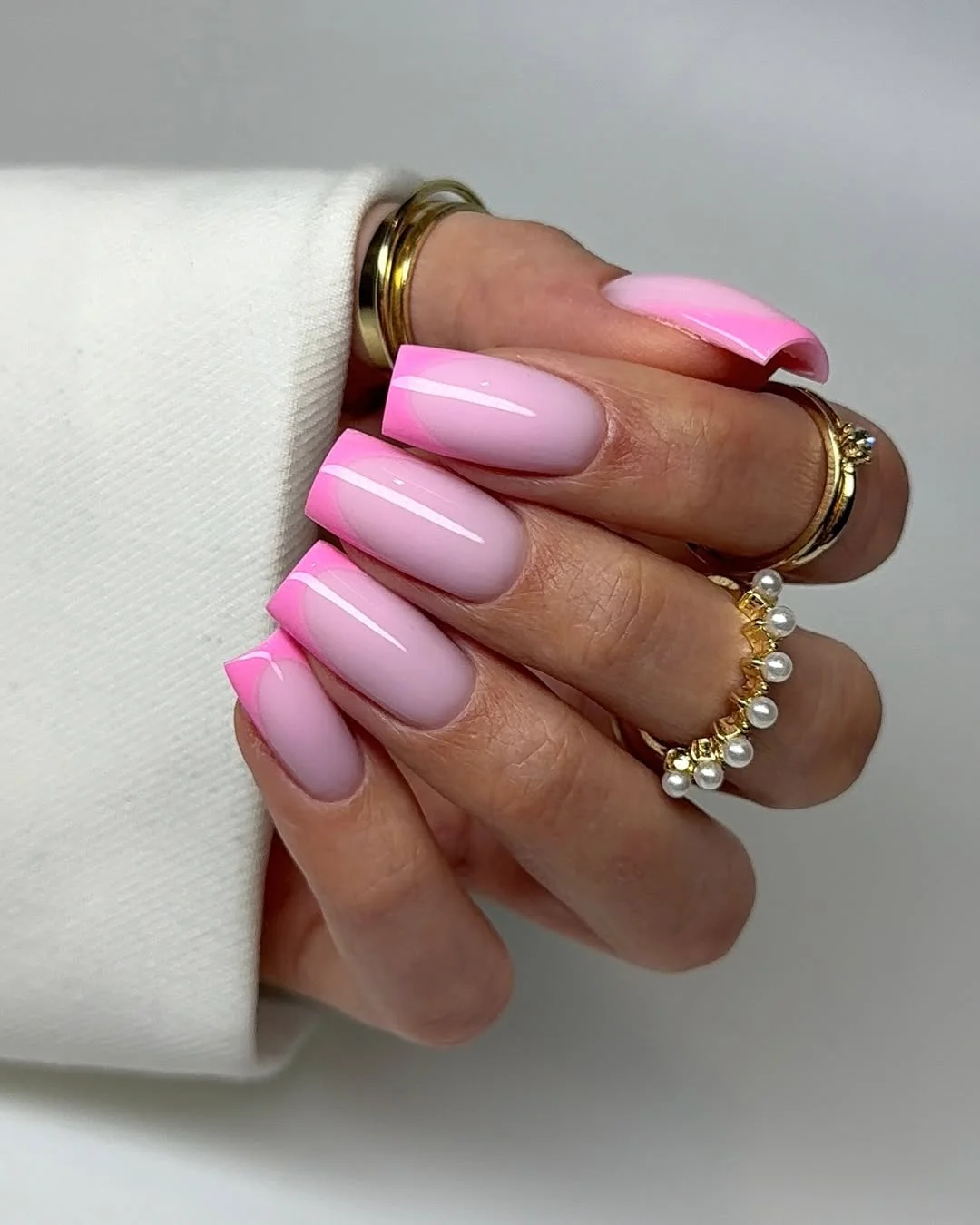 Summer French nails ideas 2026 Soft Pink Ombre French Nails With Glossy Minimalism
