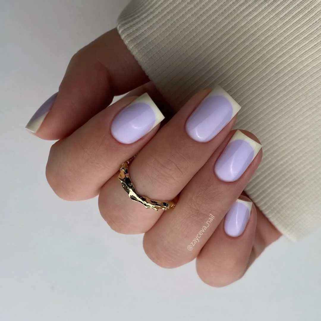 summer french tip nails 2026 Lavender French Tip Nails With A Soft Retro Finish