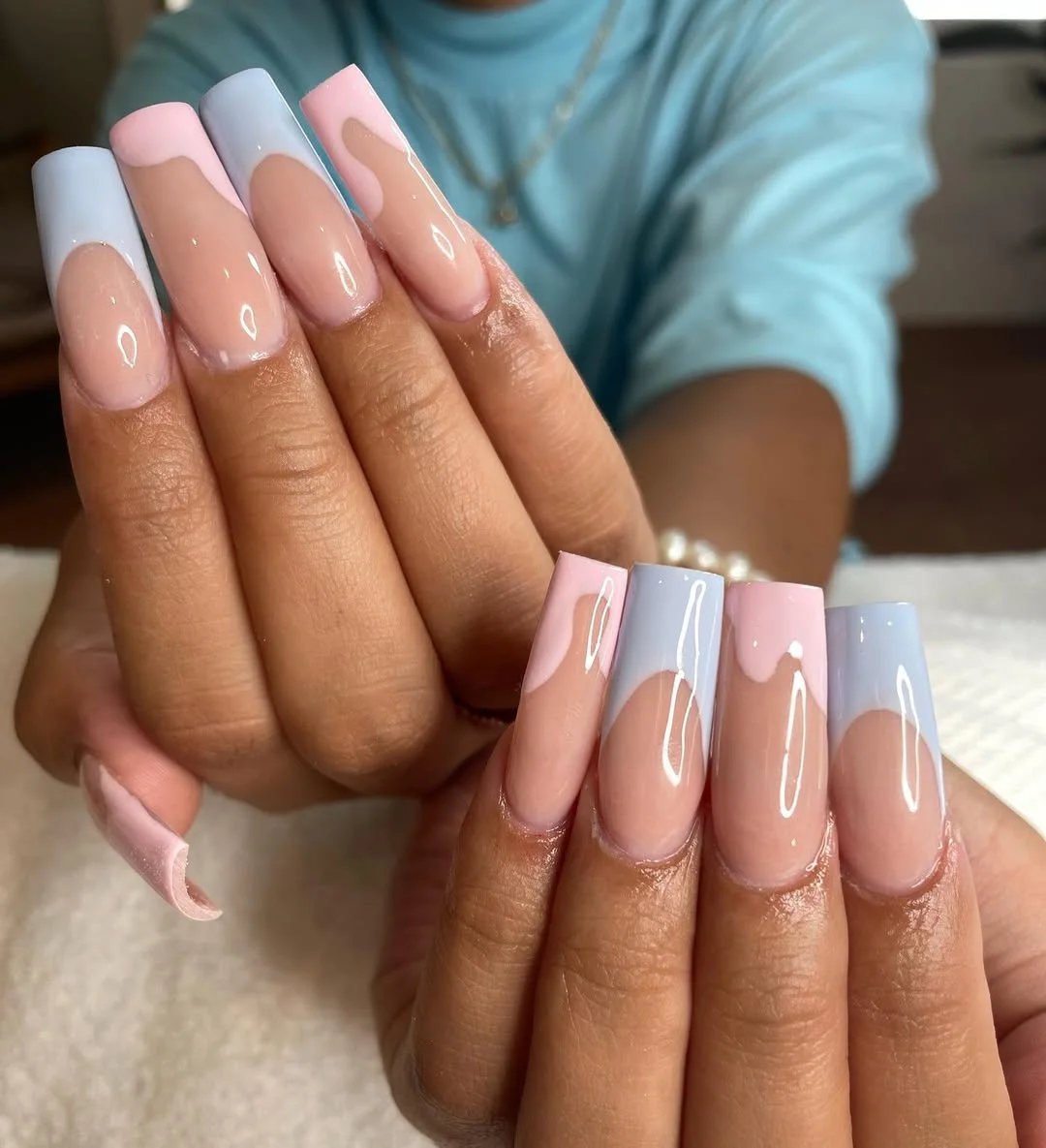 summer french tip nails 2026 Pastel Drip French Nails For Soft Girl Summer