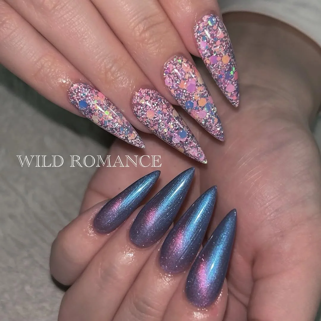 summer glitter nails 2026 Pastel Confetti Glitter Stilettos For A Playful Statement