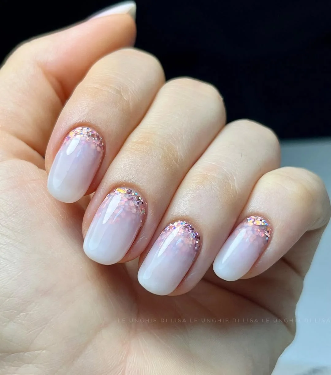 summer glitter nails 2026 Soft Pink Glitter Cuticle Fade For Everyday Elegance