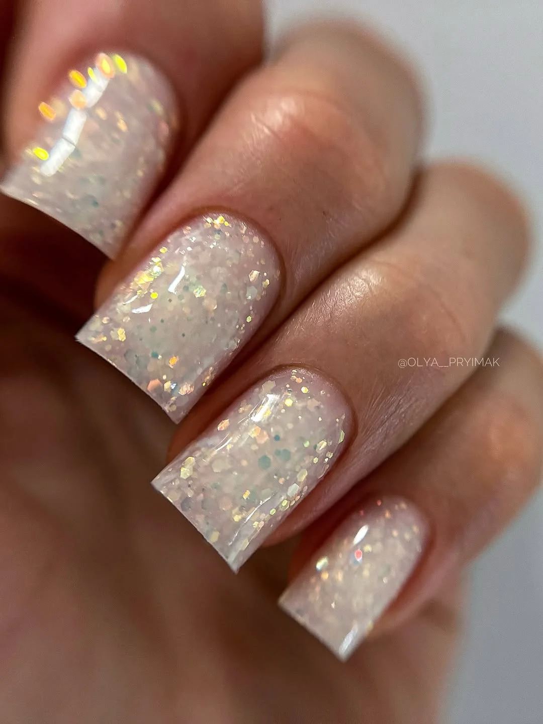 summer glitter nails 2026 Milky White Glitter Nails That Glow In Every Light