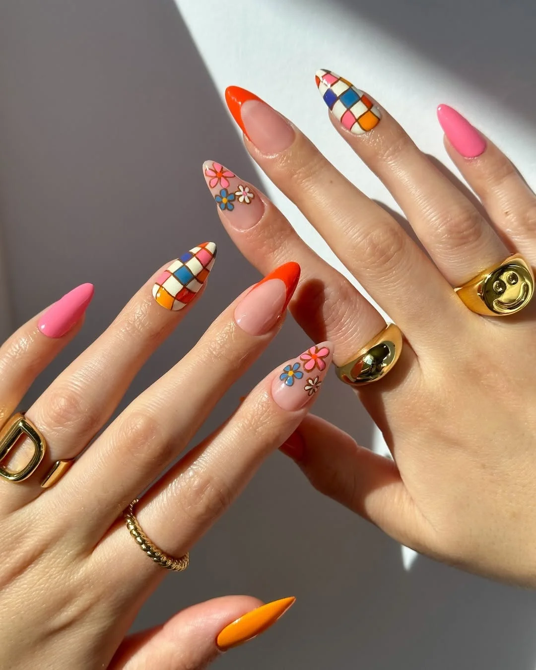 summer nail art 2026 Retro Flower Power Nails With Colorful Seventies Vibes