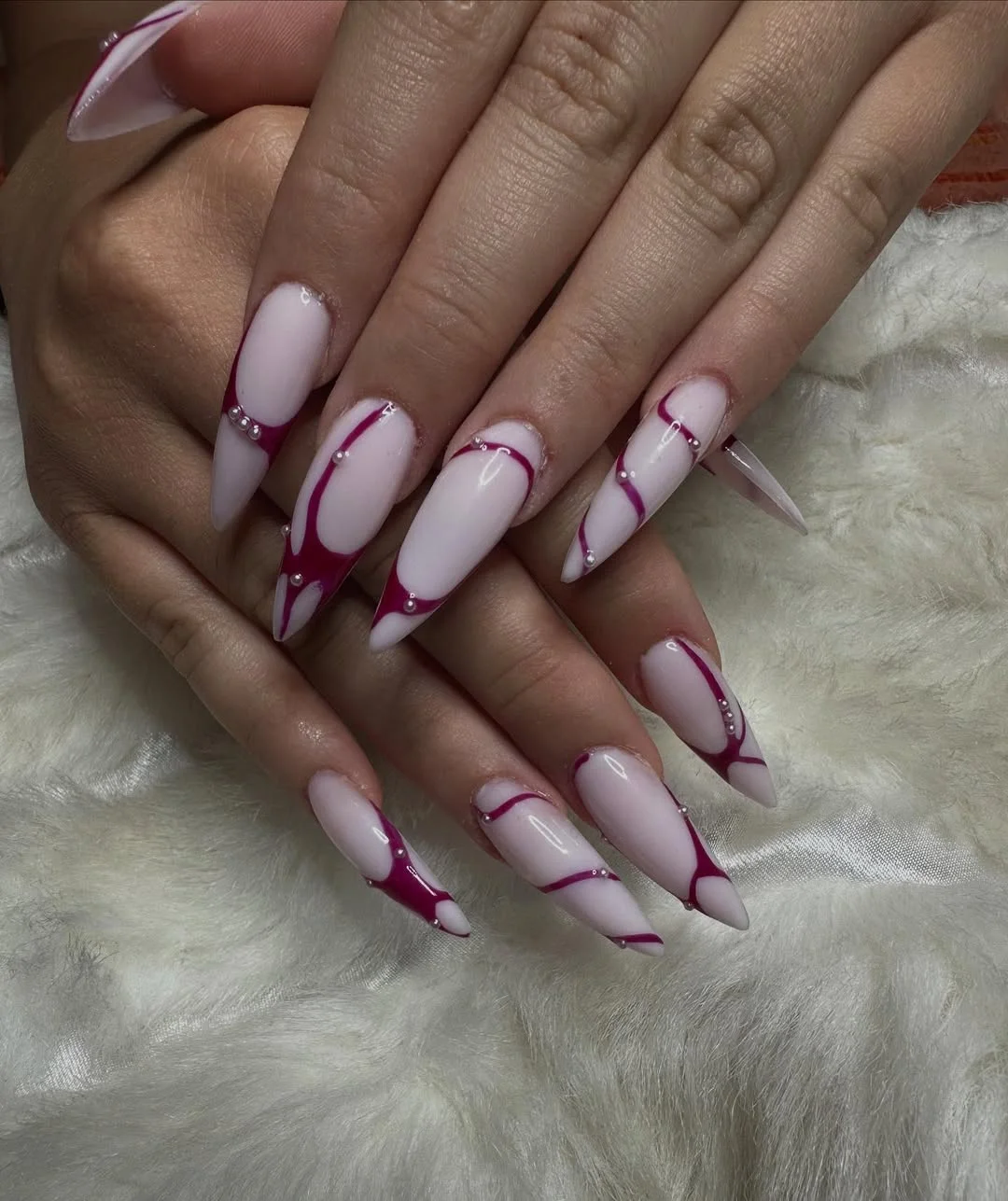 23 Summer nail art ideas 2026 Berry Line French Nails With A Sleek Minimal Twist