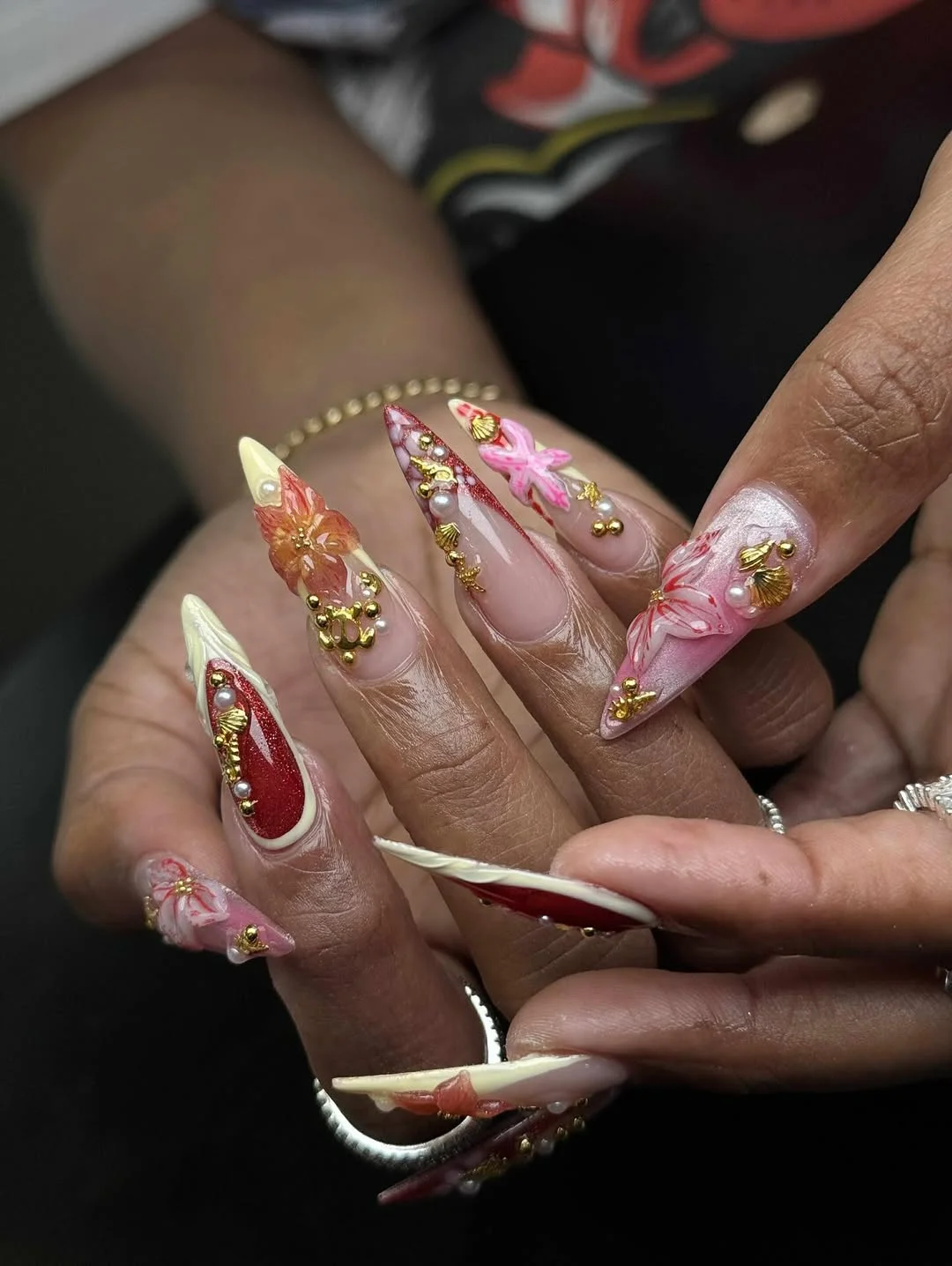 23 Summer nail art ideas 2026 Luxury Tropical Flower Nails With Ornate Summer Details