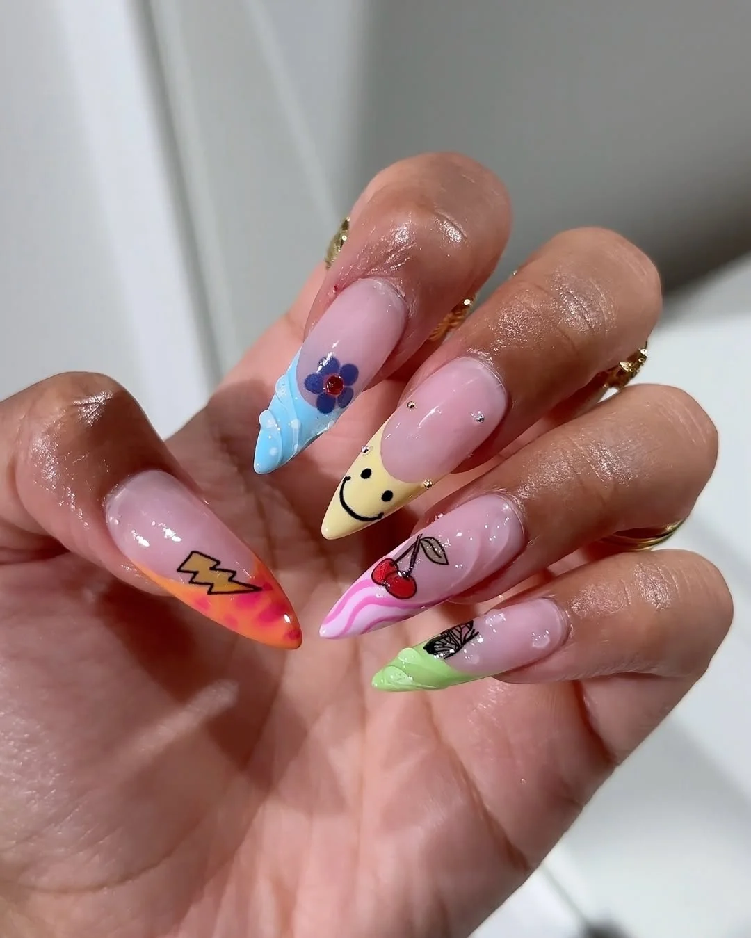 23 Summer nail art ideas 2026 Playful Y2K Summer Nails With Sticker Inspired Art