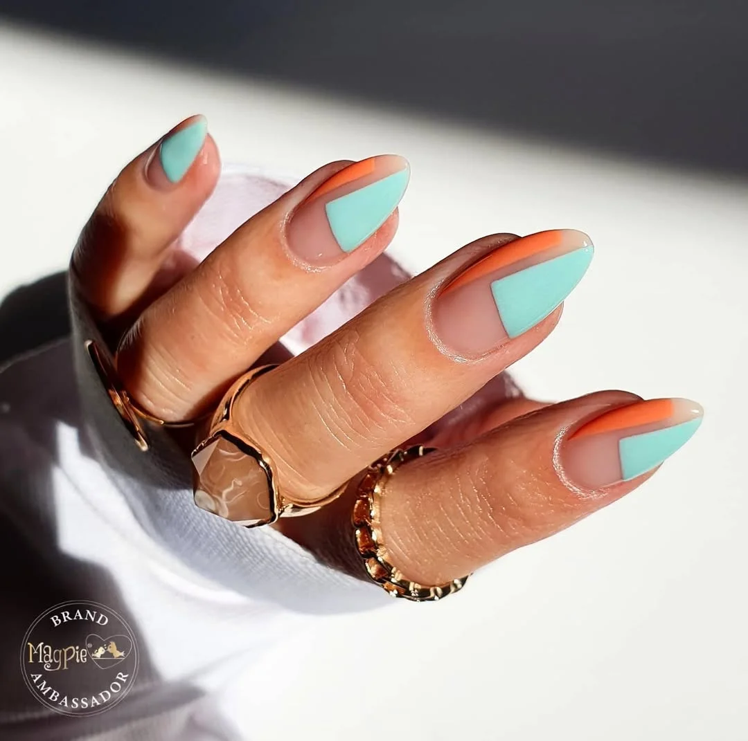 23 Summer nail art ideas 2026 Mint And Tangerine French Tips For Hot Weather Days
