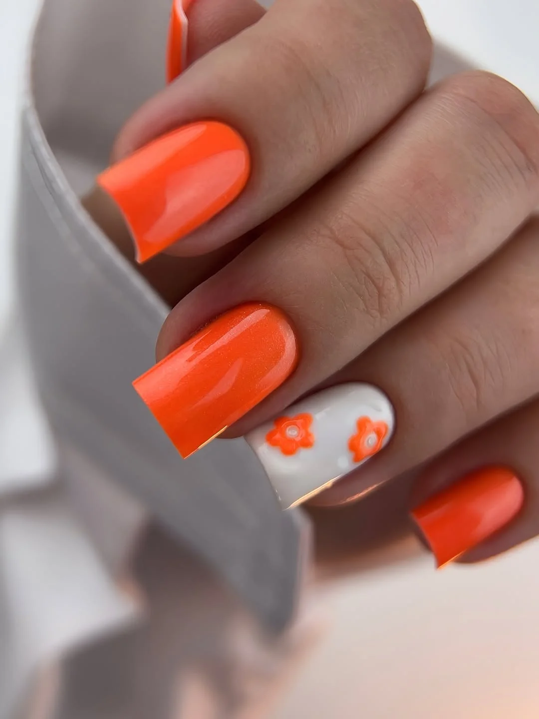 24 summer nail colors 2026 Neon Tangerine Nails That Practically Glow in Summer Sunlight