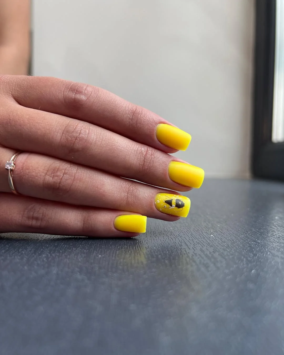 24 summer nail colors 2026 Sunny Yellow Nails With Tiny Bee Art That Feel Almost Too Cute for Real Life