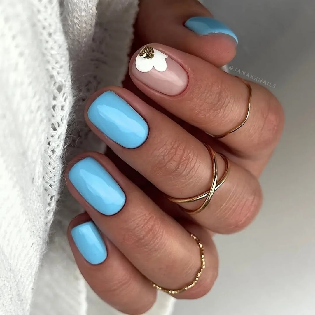 24 summer nail colors 2026 Baby Blue Cloud Nails That Make Summer Feel Calm Again