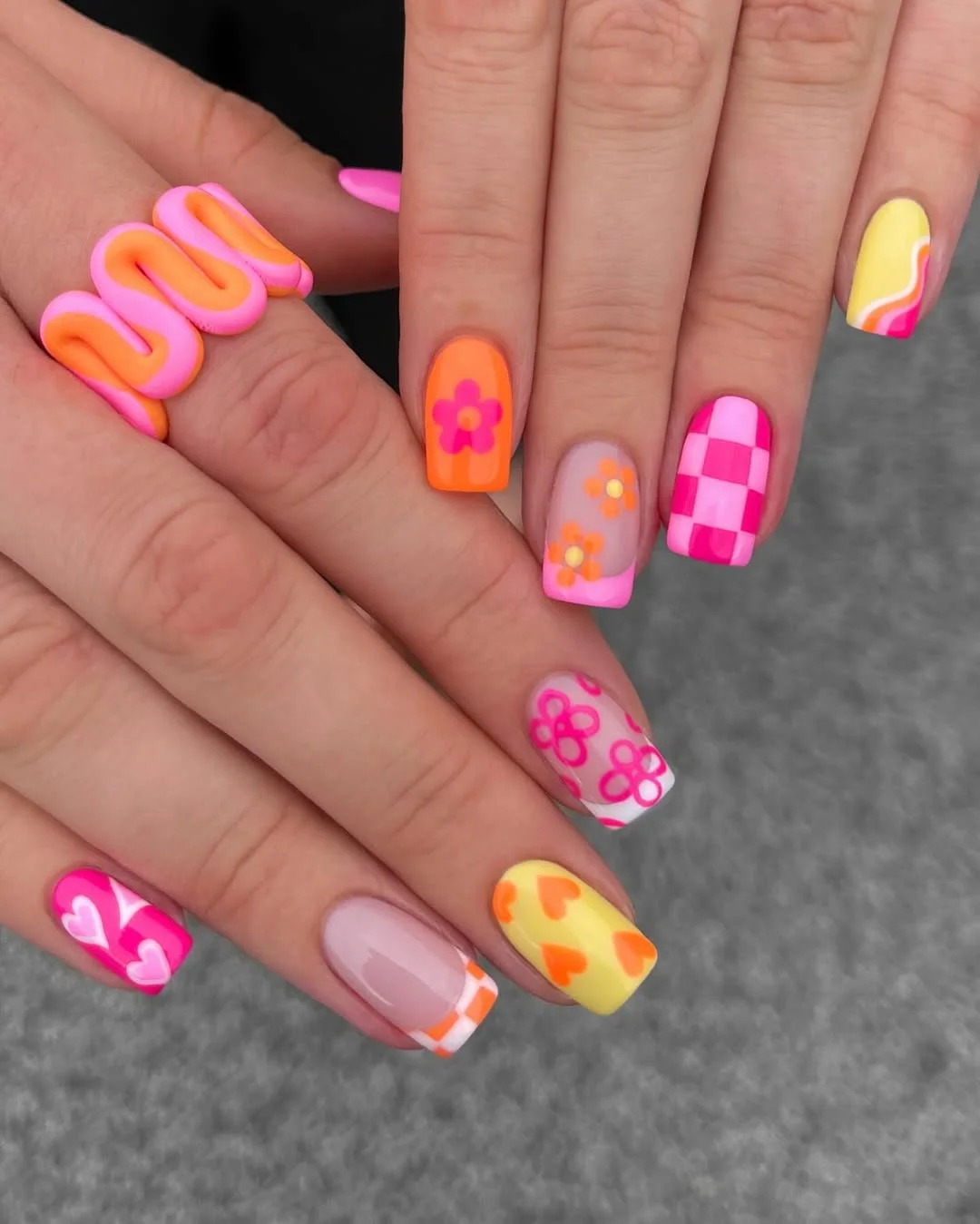 24 summer nail colors 2026 Retro Pop Art Nails That Feel Like a Summer Playlist From the Early 2000s