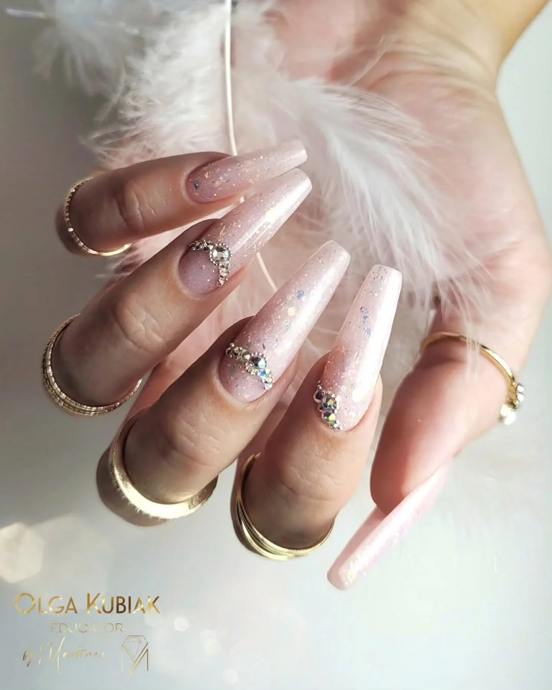 20 summer nails ballerina shape 2026 Soft Blush Sparkle for Romantic Summer Evenings