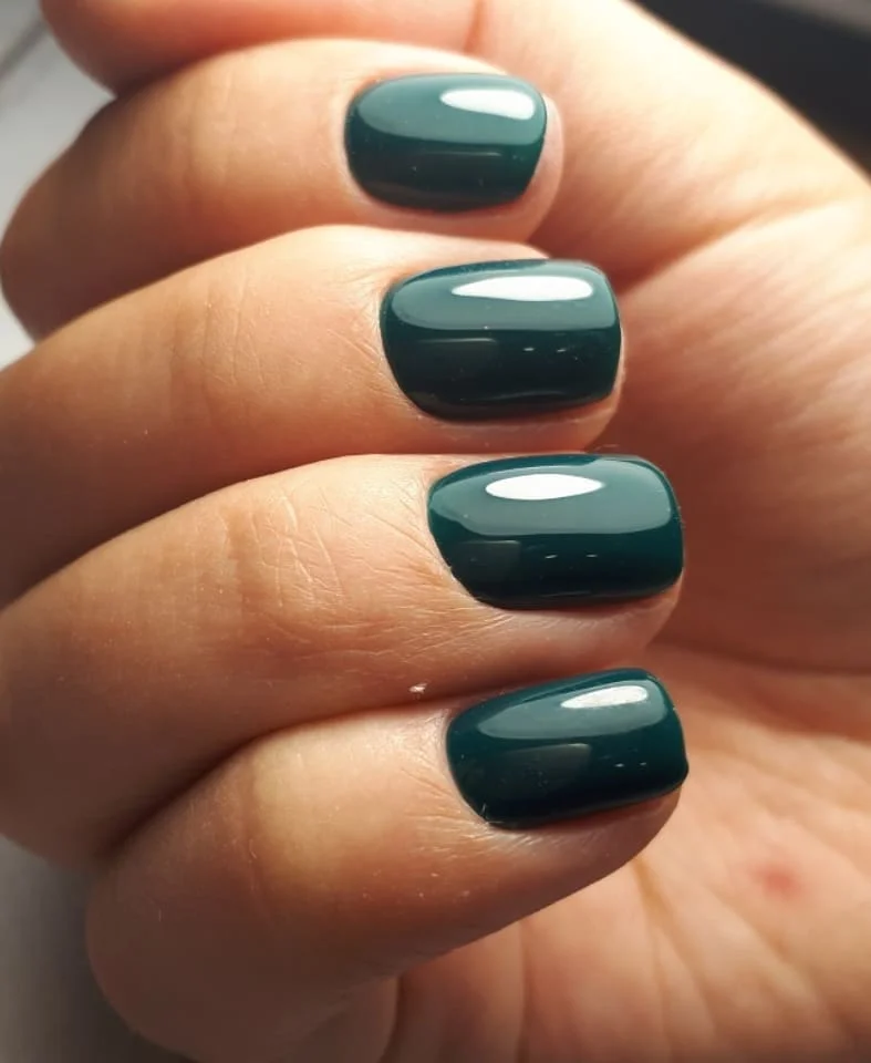 23 summer nails one color 2026 Dark Teal Nails That Feel Fresh and Unexpected