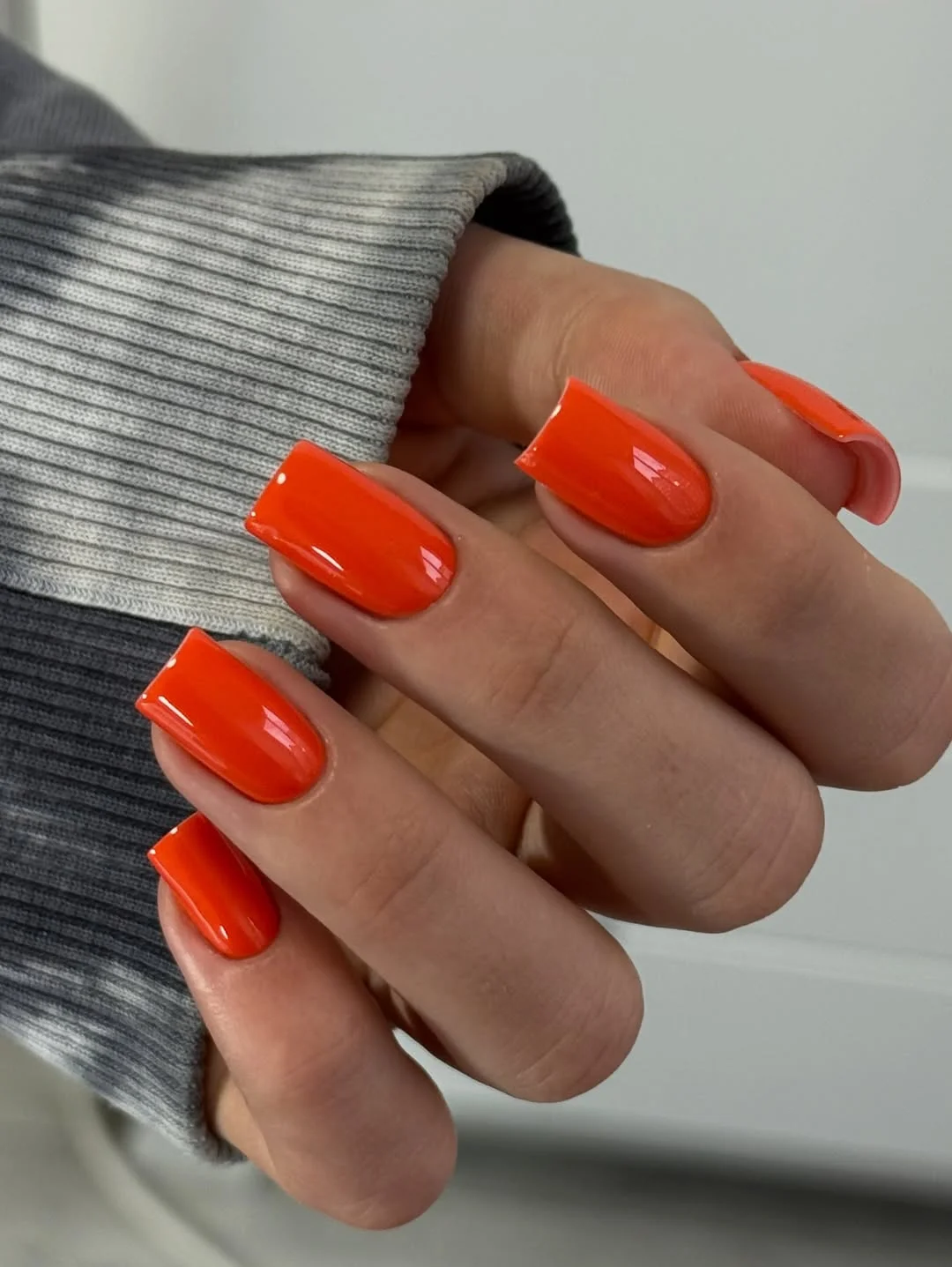 23 summer nails one color 2026 Glossy Tangerine Orange for Bold Summer Energy